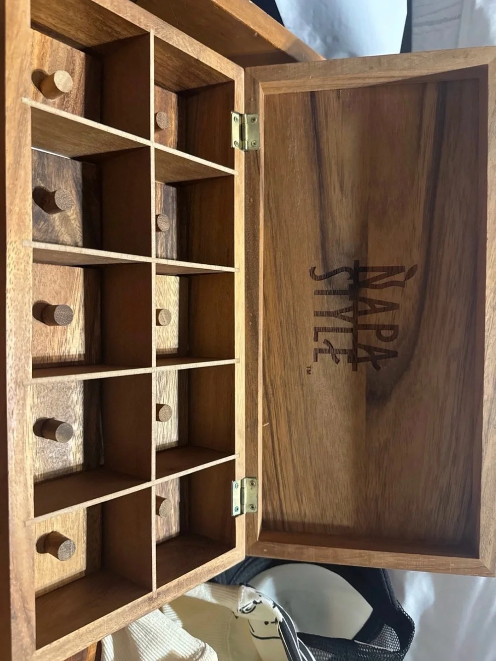 Wooden Spice Organizer Box - Natural Brown